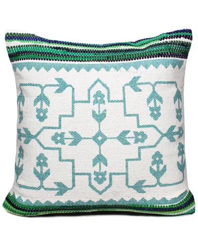 Lr Home Boho Bordered Budding Floral Mosaic Textile Throw Pillow In Green