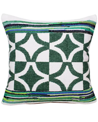 Lr Home Boho Bordered Diamond Mosaic Textile Throw Pillow In Green