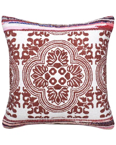 Lr Home Boho Bordered Tesserae Mosaic Textile Throw Pillow In Red