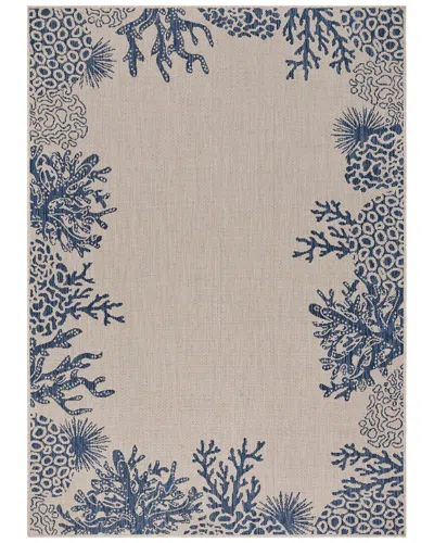 Lr Home Bordered Coastal Indoor/outdoor Performance Area Rug In Blue
