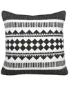 Lr Home Bordered Modern Mosaic Geometric Stripe Throw Pillow In Black