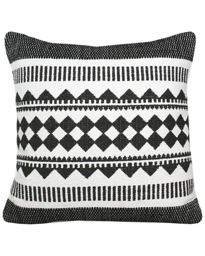 Lr Home Bordered Modern Mosaic Geometric Stripe Throw Pillow In Black