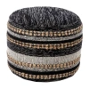 Lr Home Briala Handmade Cotton Blend Pouf Striped Ottoman In Black