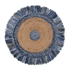 Lr Home Brynn Cerry Solid Braided Stain Resistant Indoor Round Accent Rug In Blue