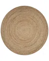 Lr Home Brynn Cel Solid Braided Stain Resistant Indoor Round Area Rug In Beige