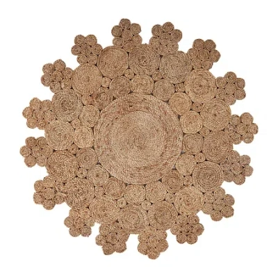 Lr Home Brynn Iris Floral Braided Stain Resistant Indoor Round Area Rug In Brown