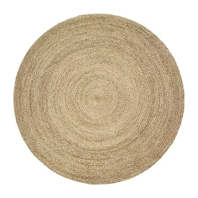 Lr Home Brynn Mich Solid Braided Stain Resistant Indoor Round Area Rug In Brown