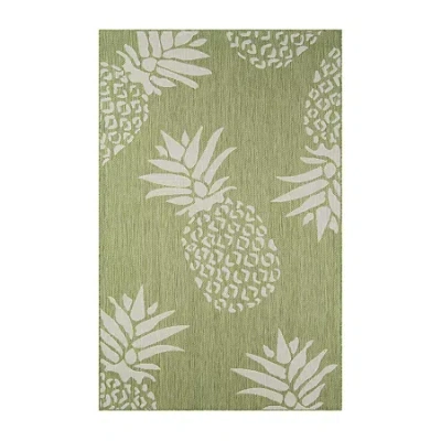 Lr Home Catherine Pineapples Indoor Outdoor Rectangular Area Rug In Green