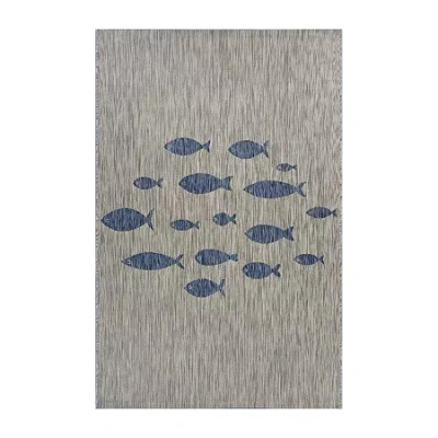 Lr Home Catherine School Of Fish Indoor Outdoor Rectangular Area Rug In Gray