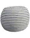 Lr Home Cecelia Grey/white Striped Braided Ottoman Pouf In Grey
