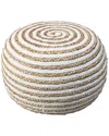 Lr Home Cecelia White/natural Striped Braided Ottoman Pouf