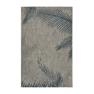Lr Home Celeste Coastal Palm Leaf Indoor Outdoor Rectangular Area Rug In Gray
