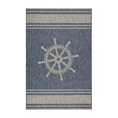 Lr Home Celeste Nautical Anchor Indoor Outdoor Rectangular Area Rug In Blue