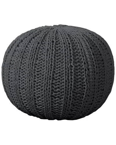 Lr Home Celtic Grey Cableknit Ottoman Pouf In Burgundy