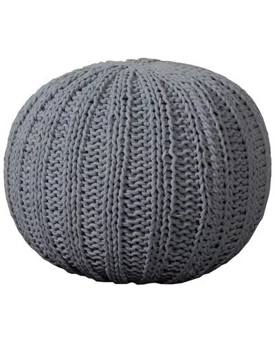 Lr Home Celtic Grey Cableknit Ottoman Pouf