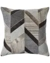 Lr Home Chevron Faux Leather Hide Throw Pillow In Gray