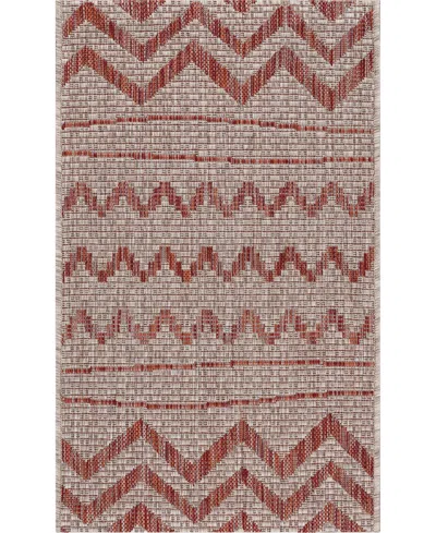 Lr Home Closeout!  Sunny Sunsh81242 7'9" X 9'9" Outdoor Area Rug In Beige,red