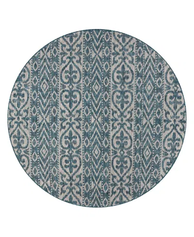 Lr Home Closeout!  Sunny Sunsh81250 7'6" X 7'6" Round Outdoor Area Rug In Blue