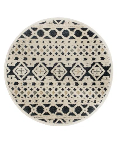 Lr Home Closeout!  Sweet Sinuo54114 6' X 6' Round Area Rug In Navy,cream