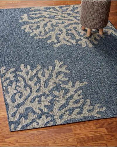 Lr Home Coastal Floral Indoor/outdoor Performance Area Rug In Blue