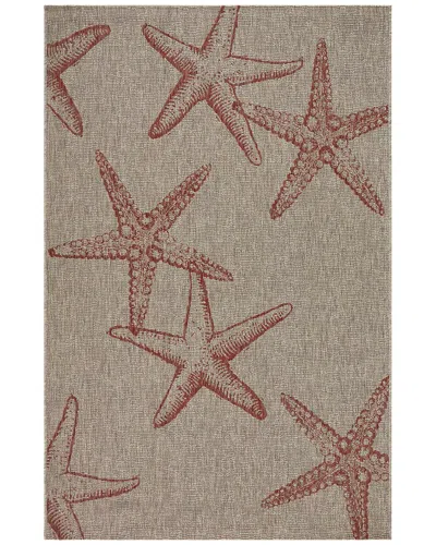 Lr Home Coastal Graphic Print Indoor/outdoor Performance Area Rug In Brown