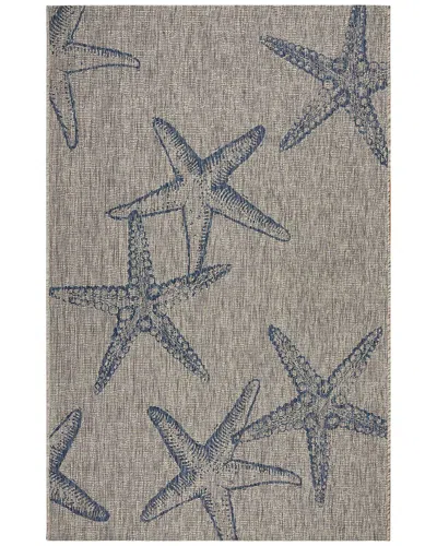 Lr Home Coastal Graphic Print Indoor/outdoor Performance Area Rug In Blue