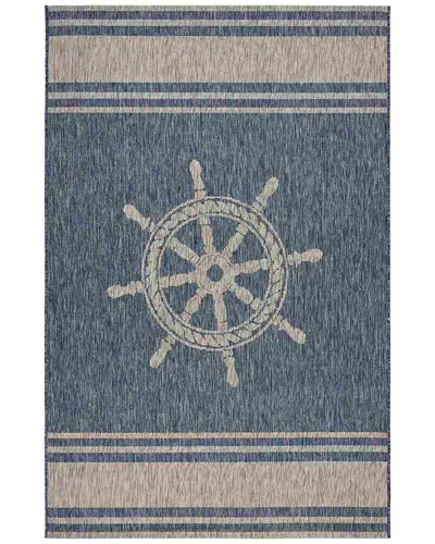Lr Home Coastal Graphic Print Indoor/outdoor Performance Area Rug In Blue
