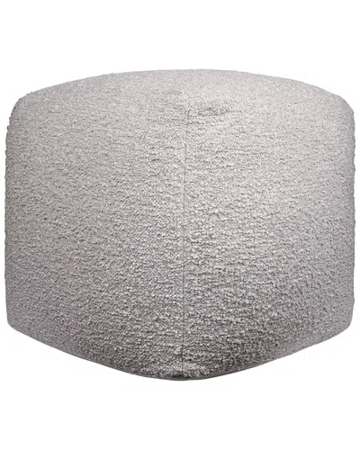 Lr Home Contemporary Boucle Handmade Textured Pouf In Gray