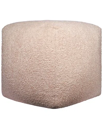 Lr Home Contemporary Boucle Handmade Textured Pouf In Pink