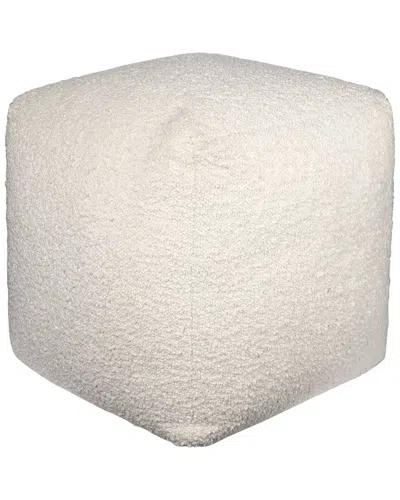 Lr Home Contemporary Boucle Handmade Textured Pouf In Neutral