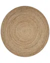 Lr Home Brynn Cel Solid Braided Stain Resistant Indoor Round Area Rug In Beige