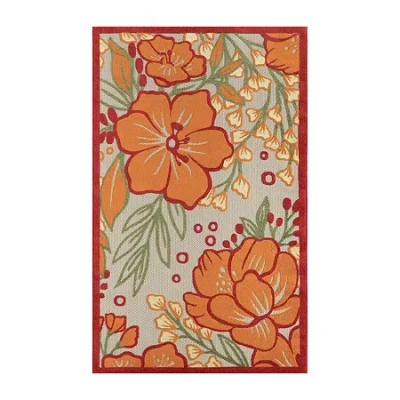 Lr Home Corazon Tropical Hibiscus Indoor Outdoor Rectangular Area Rug In Orange
