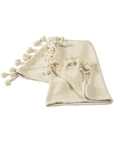 Lr Home Cream Embroidered Chevron With Braided Fringe Throw Blanket