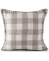 Lr Home Dahlia Hand-woven Plaid Indoor/outdoor Throw Pillow In Gray