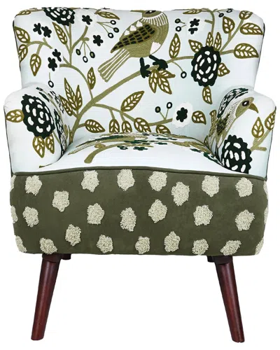 Lr Home Dahlia Velvet Bird Embroidered Handmade Accent Chair In Multi