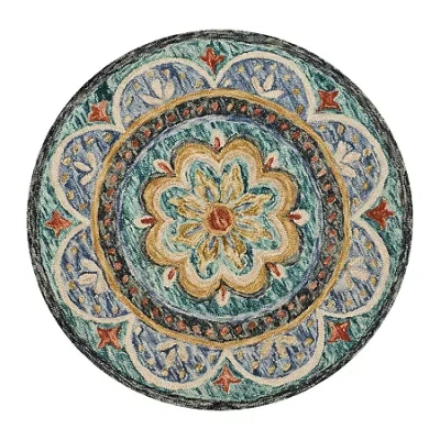 Lr Home Daisy Aby Floral Hand Tufted Indoor Round Area Rug In Blue