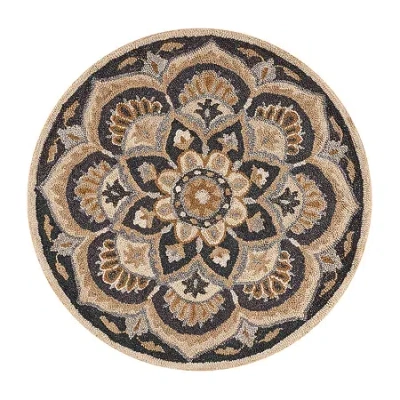 Lr Home Daisy Bren Floral Hand Tufted Indoor Round Area Rug In Black