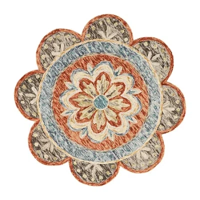 Lr Home Daisy Frey Floral Hand Tufted Indoor Round Area Rug In Brown