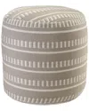 Lr Home Dash And Stripe Geometric Indoor Outdoor Pouf In Taupe