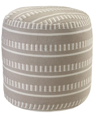 Lr Home Dash And Stripe Geometric Indoor Outdoor Pouf In Taupe