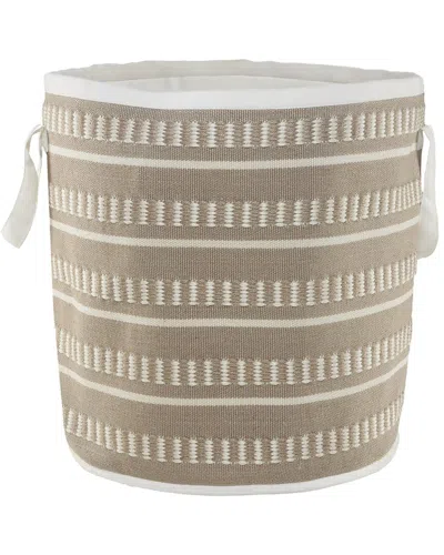 Lr Home Dash And Stripe Geometric Indoor Outdoor Storage Basket In Taupe