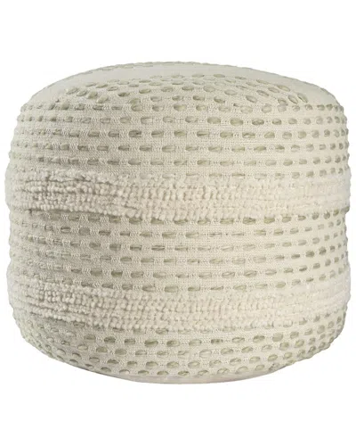 Lr Home Dash Farmhouse Tufted Striped Woven Pouf In Neutral