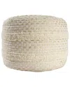 Lr Home Dash Farmhouse Tufted Striped Woven Pouf In Neutral