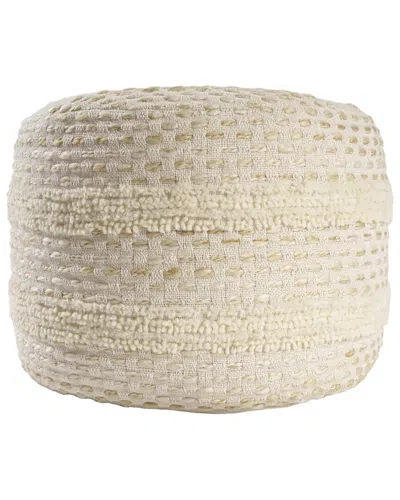 Lr Home Dash Farmhouse Tufted Striped Woven Pouf In Neutral