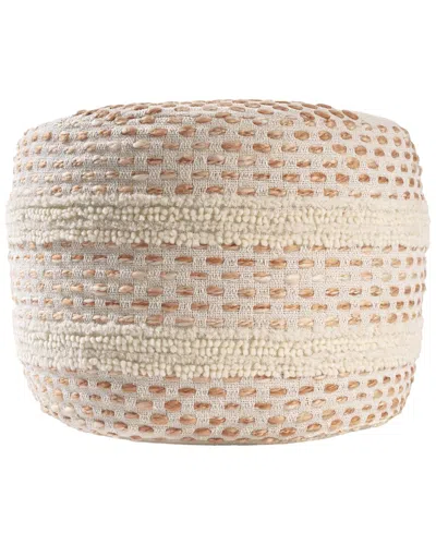Lr Home Dash Farmhouse Tufted Striped Woven Pouf In Neutral