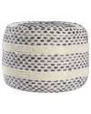 Lr Home Dash Farmhouse Tufted Striped Woven Pouf In White