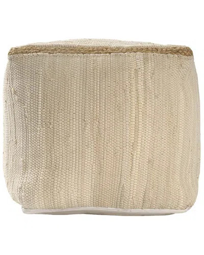 Lr Home Dayne Transitional Jute Bordered Handmade Textured Pouf In Nude
