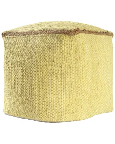 Lr Home Dayne Transitional Jute Bordered Handmade Textured Pouf In Yellow