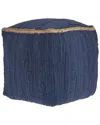 Lr Home Dayne Transitional Jute Bordered Handmade Textured Pouf In Blue
