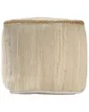 Lr Home Dayne Transitional Jute Bordered Handmade Textured Pouf In Nude
